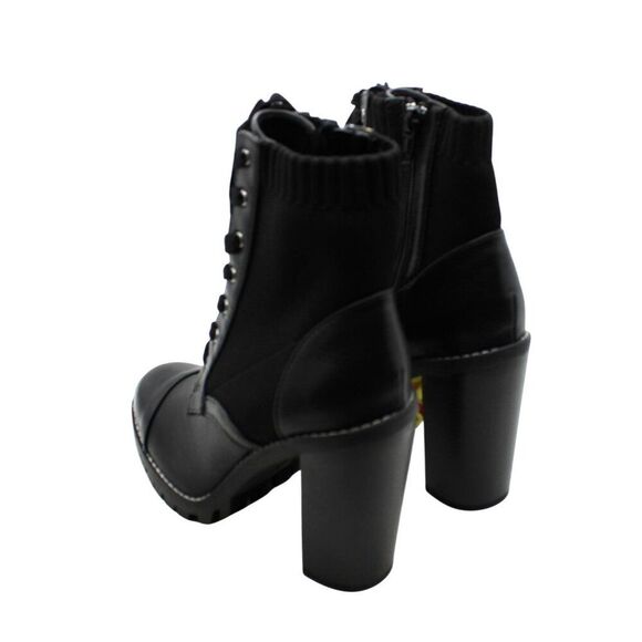 BCBGENERATION Womens Black Stretch Cushioned Lug Sole Lace Pilas Cap Booties - Picture 9 of 9